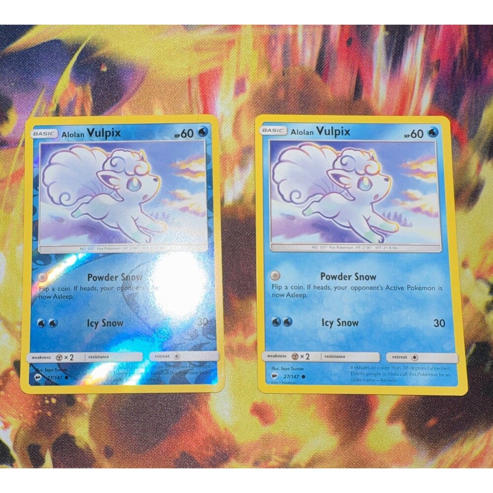 2x Alolan Vulpix 27/147 Burning Shadows Reverse Holo Foil + Regular (English)